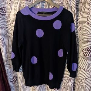 merino wool jcrew polka-dot sweater, tiny hole